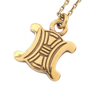 CELINE Triomphe Necklace Gold Plated Used Pendant women