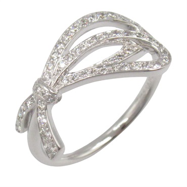 TIFFANY＆CO Bow Diamond Ring 18KWG White Gold Used women US size 6 logo