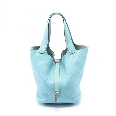 HERMES Picotin Lock Touch MM Handbag Clemence Swift leather Blue used SHW T