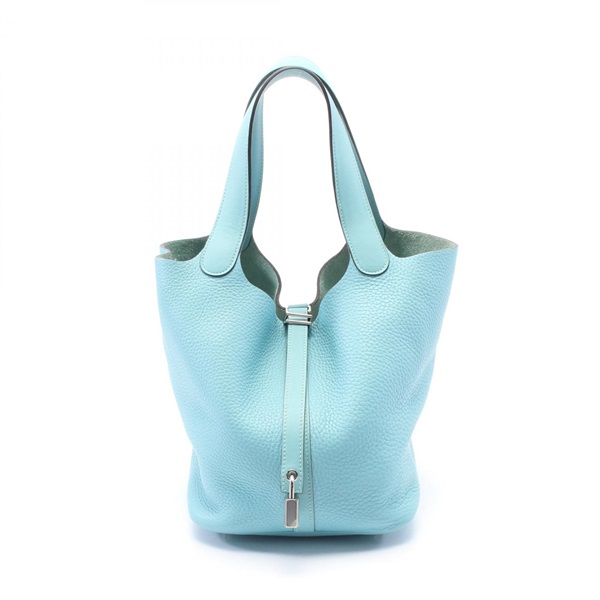 HERMES Picotin Lock Touch MM Handbag Clemence Swift leather Blue used SHW T