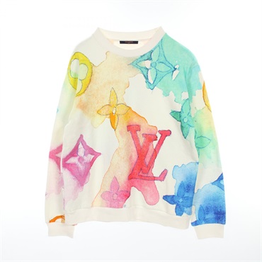 LOUIS VUITTON Watercolor Giant Monogram sweatshirt XXL size HLY02W cotton White