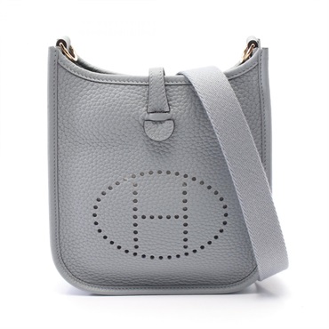 HERMES Evelyne TPM Shoulder Bag Clemence leather Blue glacier Used Women SHW