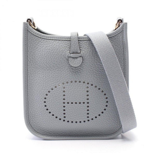 HERMES Evelyne TPM Shoulder Bag Clemence leather Blue glacier Used Women SHW
