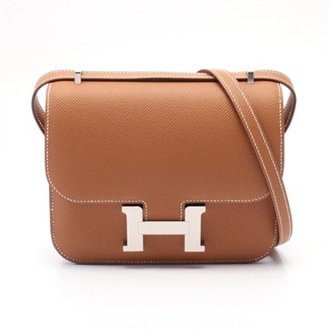 HERMES Constance 3 Mini Miroir Shoulder Bag Epsom leather Brown Gold Used SHW W