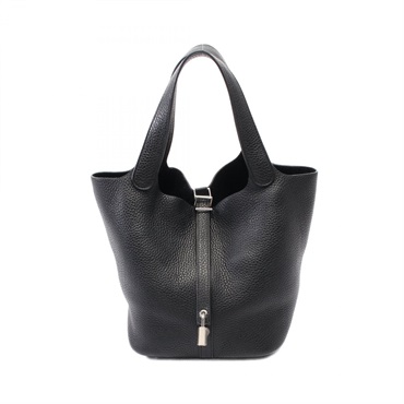 HERMES Picotin Lock MM Hand bag Y Taurillon Clemence leather Black Used SHW