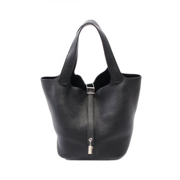 HERMES Picotin Lock MM Hand bag Y Taurillon Clemence leather Black Used SHW