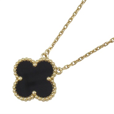 Van Cleef & Arpels Vintage Alhambra Necklace 18KYG Yellow Gold Onyx Black Used