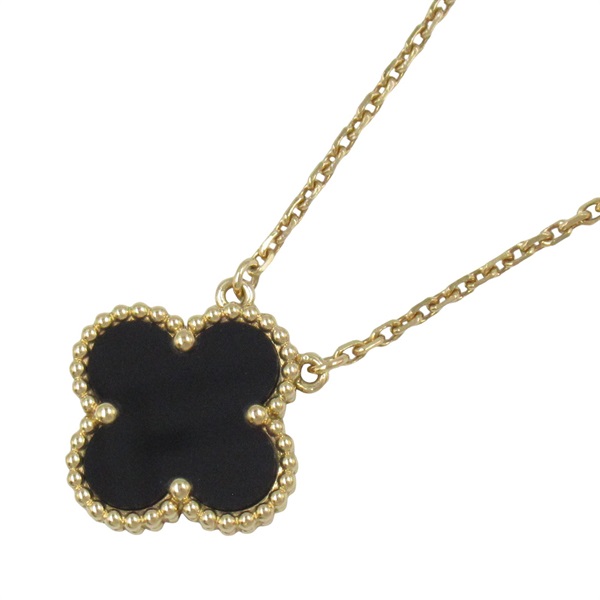 Van Cleef & Arpels Vintage Alhambra Necklace 18KYG Yellow Gold Onyx Black Used