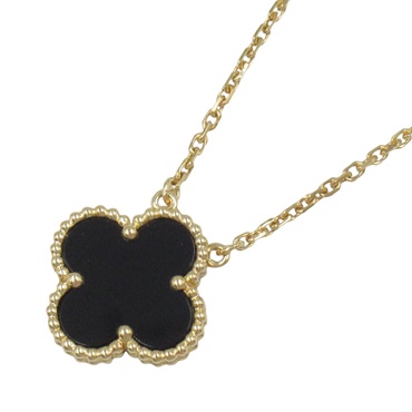 Van Cleef & Arpels Vintage Alhambra Necklace 18KYG Yellow Gold Onyx Black Used