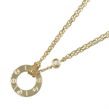 CARTIER Love Circle Necklace 2P Diamond Pendant 18KYG Yellow Gold Used women