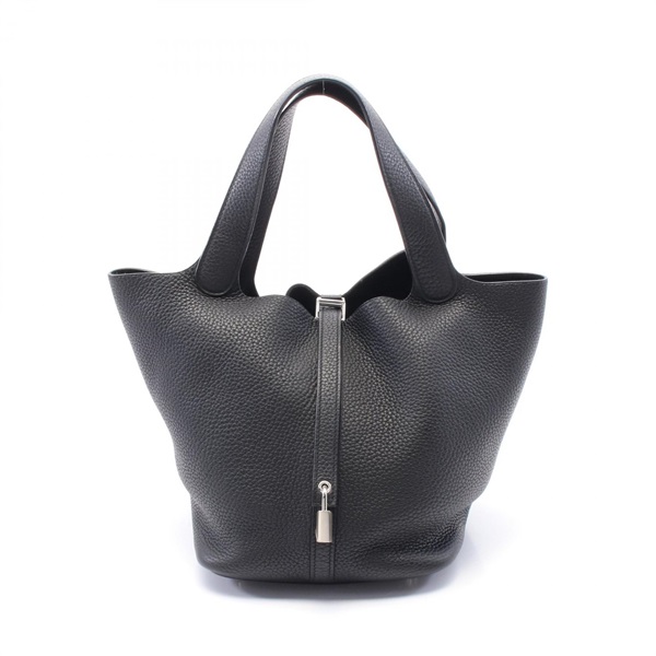 HERMES Picotin Lock MM Hand bag C Taurillon Clemence Black Used SHW