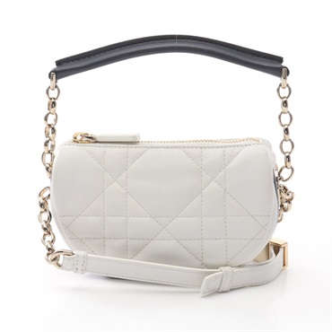 Christian Dior Vibe Micro chain Shoulder Bag S7200ONOA leather White Navy Used