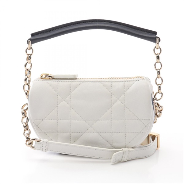 Christian Dior Vibe Micro chain Shoulder Bag S7200ONOA leather White Navy Used