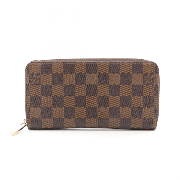 LOUIS VUITTON Zippy around long wallet N60015 Damier canvas Ebene Used unisex LV