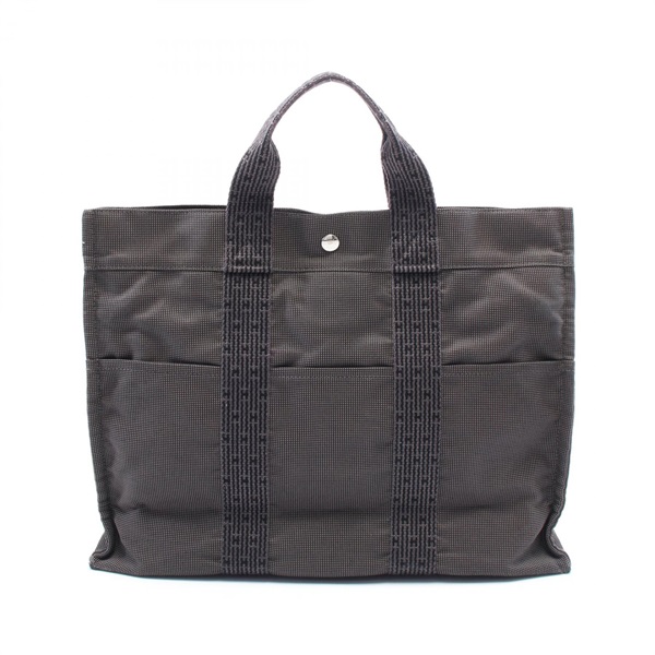HERMES Herline MM Hand Tote Bag 100951M canvas Gray Used unisex SHW