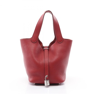 HERMES Picotin PM Hand bag R Taurillon Clemence rouge garance Used SHW