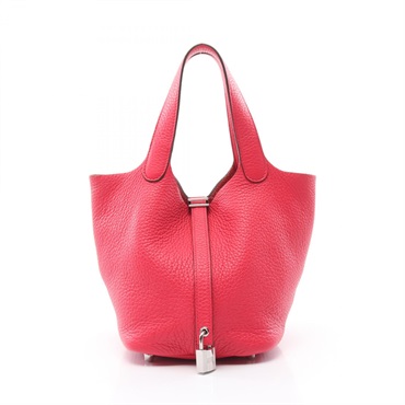 HERMES Picotin PM Hand bag D Taurillon Clemence Rose extreme Used SHW
