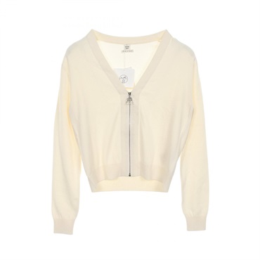 HERMES cardigan knitwear #34 5E2730DL silk cotton Beige Women