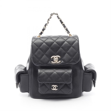 CHANEL Matelasse Rucksack Backpack AS4399 Grained calfskin Black Used Women GHW