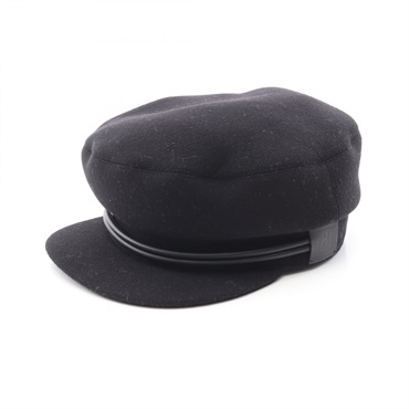 HERMES Casquette hats cap wool Black Used Women size 58