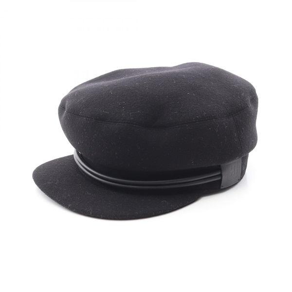 HERMES Casquette hats cap wool Black Used Women size 58
