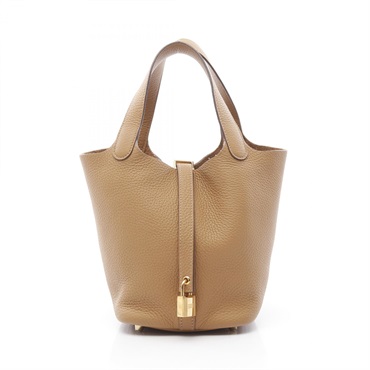HERMES Picotin PM Hand tote bag U Taurillon Clemence Biscuit Used GHW