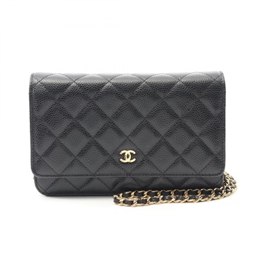 CHANEL Matelasse Chain Shoulder crossbody Bag AP0250 leather Black Used GHW WOC