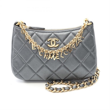 CHANEL Matelasse Chain Shoulder crossbody Bag AP3847 leather Gray Used Women GHW