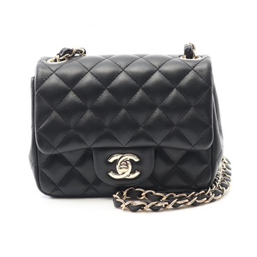 CHANEL Mini Matelasse Chain Shoulder Bag A35200 Lamb leather Black Used GHW CC