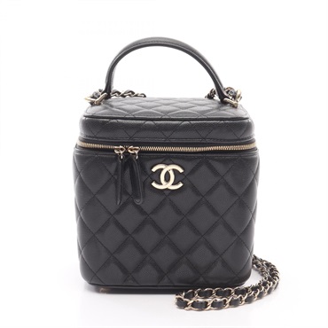 CHANEL Matelasse Crossbody Chain Shoulder Bag AS2362 Calfskin Black Used Women