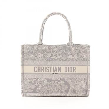 Christian Dior BOOK TOTE Medium Toile de Jouy Handbag canvas Jacquard Gray Beige