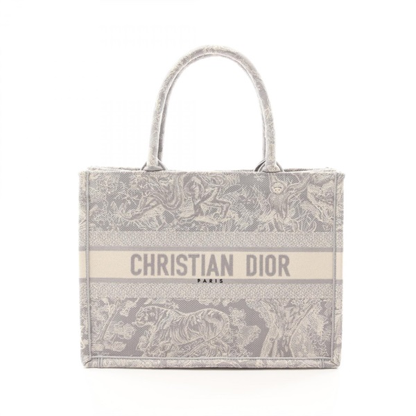 Christian Dior BOOK TOTE Medium Toile de Jouy Handbag canvas Jacquard Gray Beige