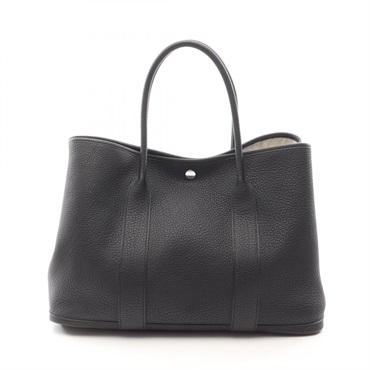 HERMES Garden party PM Tote Hand Bag Negonda leather Black Used Women Y