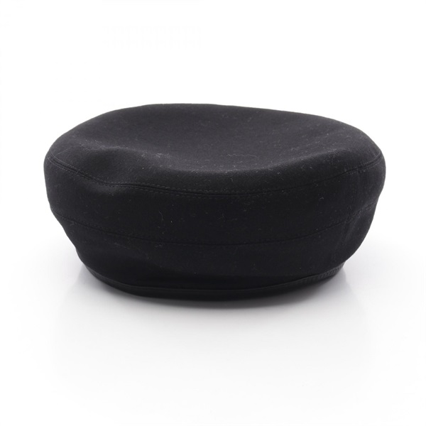 HERMES Saint-Honore beret hat cap 56cm cashmere Black Used Women