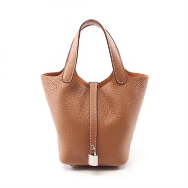 HERMES Picotin Lock PM Hand tote bag W Taurillon Clemence Gold Used SHW