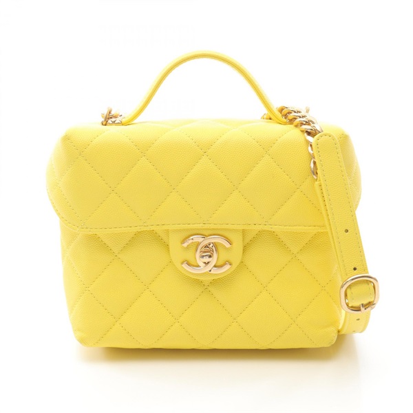 CHANEL Matelasse Small Chain houlder Bag AS3729 Calfskin Yellow Used Women GHW