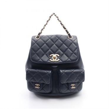 CHANEL Matelasse Small chain Rucksack Backpack AS3787 leather Navy GHW Used CC