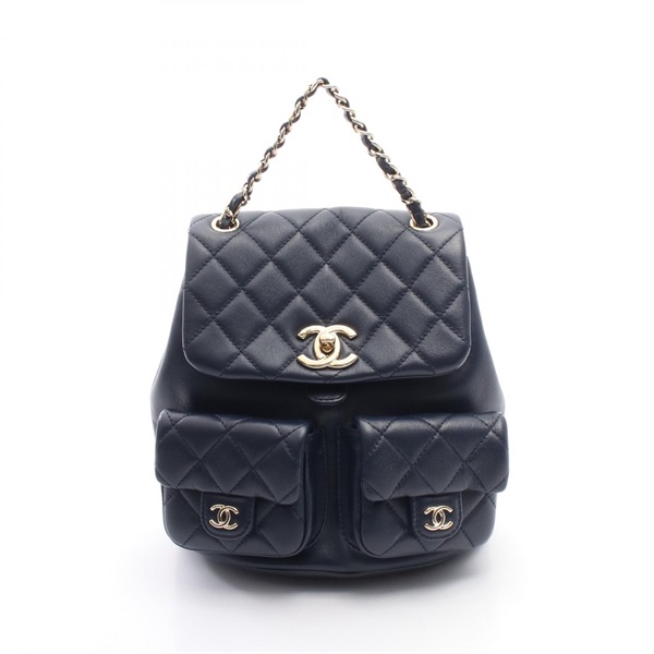 CHANEL Matelasse Small chain Rucksack Backpack AS3787 leather Navy GHW Used CC