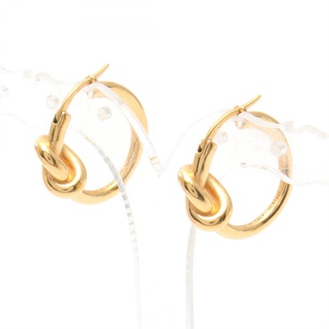 CELINE knot small hoop Pierced earrings Gold Plated Used