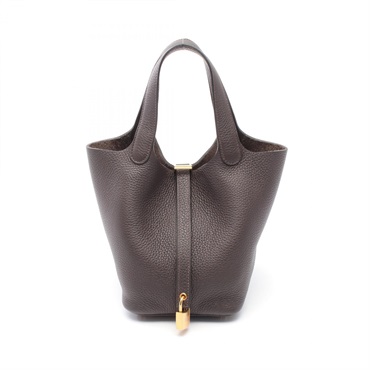 HERMES Picotin Lock PM tote Handbag B Taurillon Clemence Macassar Used Women GHW