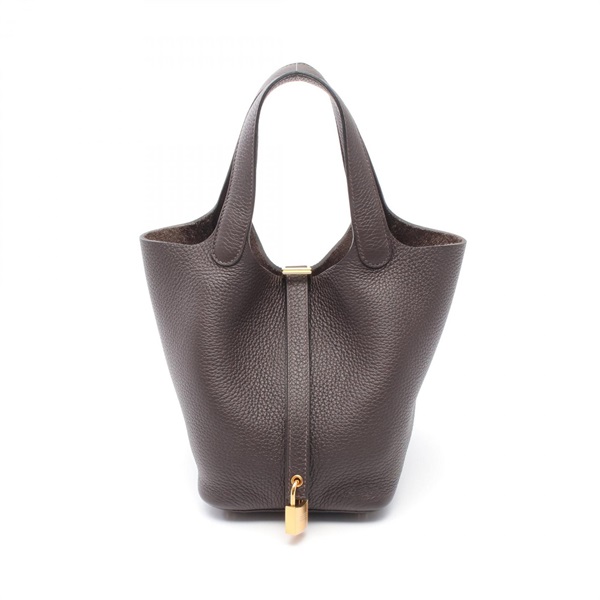 HERMES Picotin Lock PM tote Handbag B Taurillon Clemence Macassar Used Women GHW