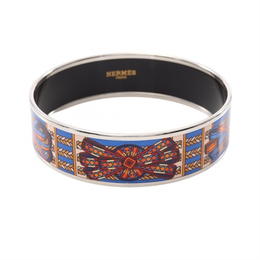 HERMES Emaille GM Bangle Stainless Steel Cloisonne Multicolor Used Women
