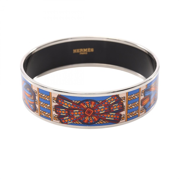 HERMES Emaille GM Bangle Stainless Steel Cloisonne Multicolor Used Women