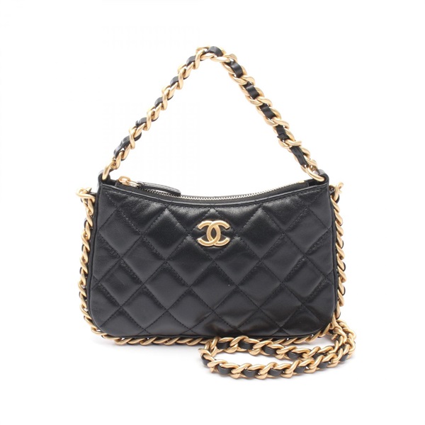 CHANEL Matelasse Chain Shoulder Bag AP3487 Lamb leather Black Used Women GHW CC