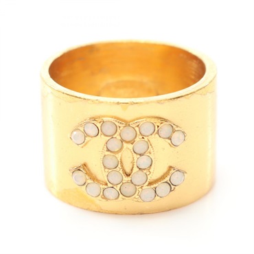 CHANEL COCO Mark Ring Gold Plated Used women  US size 6.75 women CC