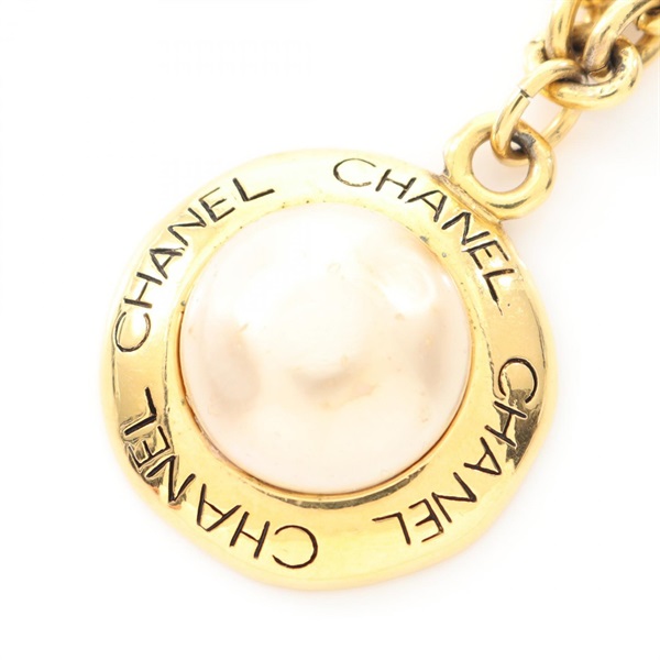 CHANEL Necklace Gold Plated Artificial pearl White Used women CC Coco Pendant