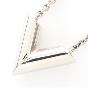 LOUIS VUITTON Essential V Necklace Stainless Steel Used women 38.5-44.5cm LV