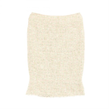 CHANEL Coco Tweed Knit Skirt P25552V15981 Cotton Fabric Silk Pink #36 Used Women