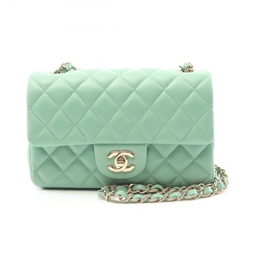 CHANEL Mini Matelasse 20 Chain Shoulder Bag A69900 Lamb leather Green Used GHW