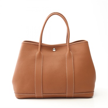 HERMES Garden party PM Tote Hand Bag Negonda leather Brown Gold Used Women X SHW